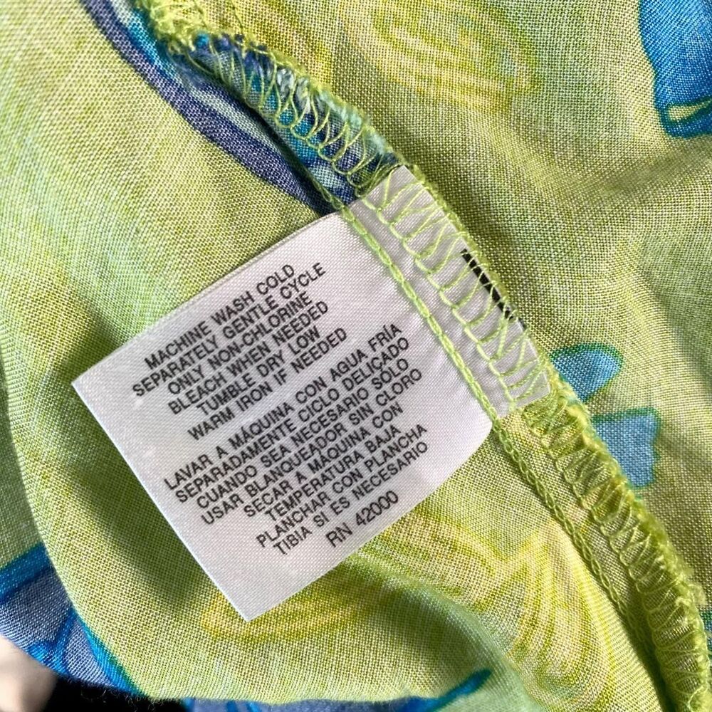 Early 2000's Y2K Lime Green Blue Hawaii Flower Mini Dress S - Picture 7 of 7